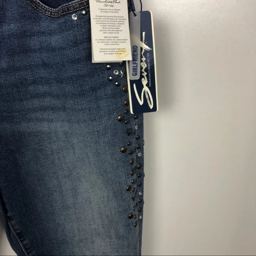 Seven7 Girlfriend Studded Rhinestone Stars Jeans Women's SZ 8 NEW High Rise